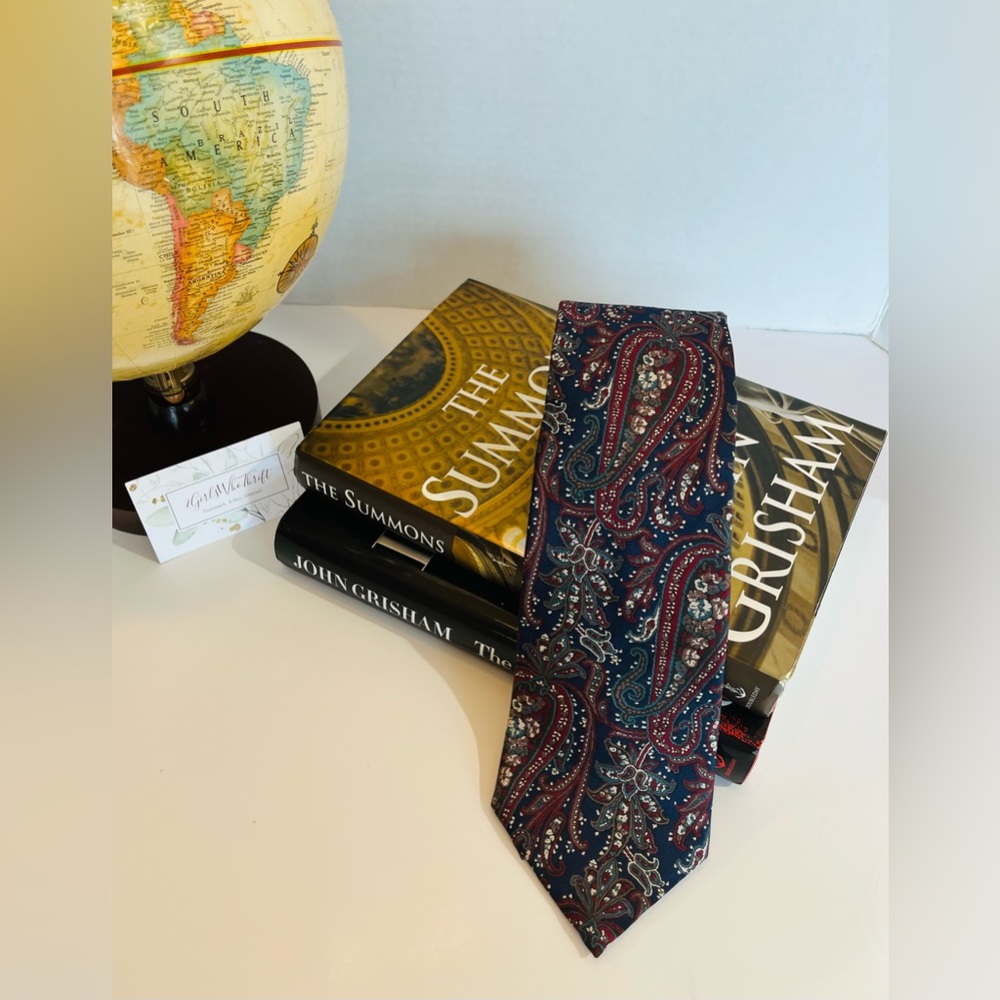 CHRISTIAN DIOR “Monsieur” Paisley Silk Necktie Floral Abstract Vintage